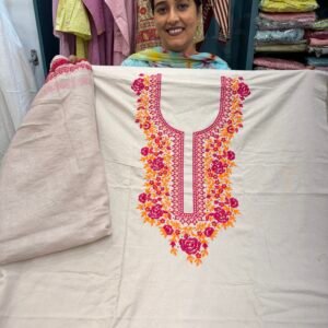 Cotton Work Suit cream Colour